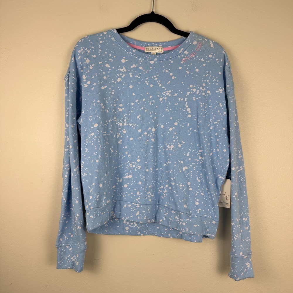 P.J. Salvage Top Women XS Blue Flick Of A Brush Paint Splatter Loungewear Casual